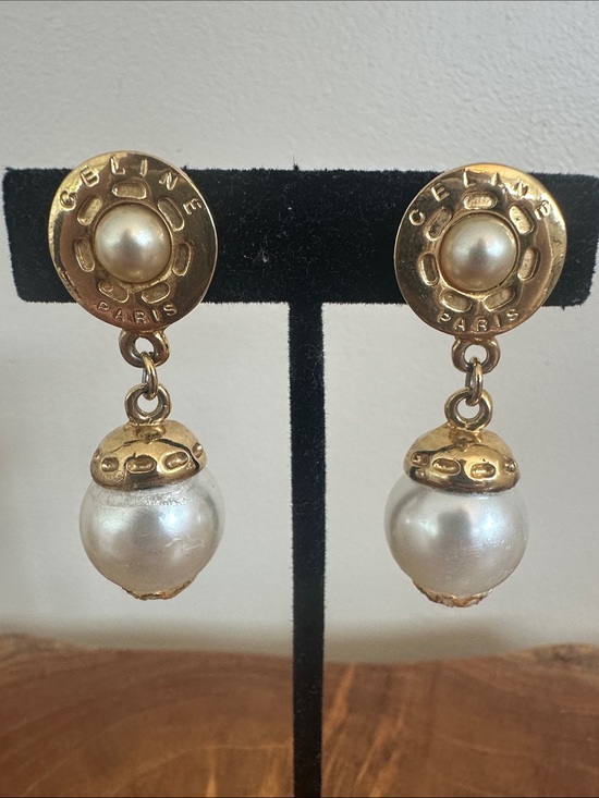 Celine Jewelry - Celine Gold-Tone Pearl Drop Clip-on Earrings